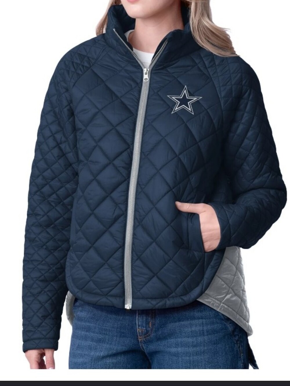 Glll 4 Her Dallas Cowboys Legendary Mix Navy Quilted Jacket QVC